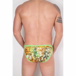 Мужские трусы слипы с разноцветным принтом и зеленой окантовкой Cosmos Colors CP20_GYO