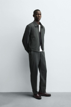 ZARA КУРТКА-РУБАШКА REGULAR FIT, ТЕМНЫЙ ХАКИ