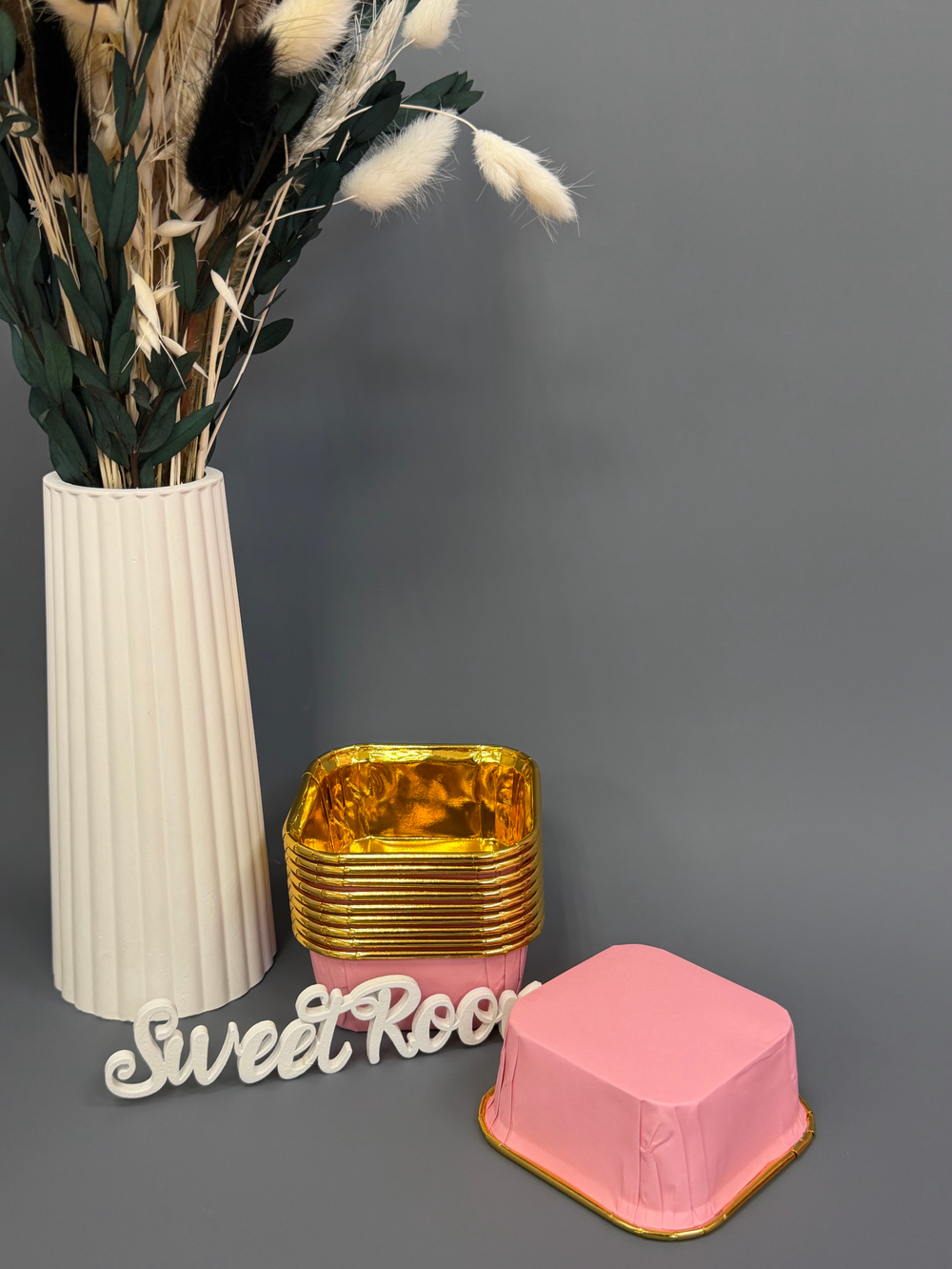 Капсула усил квадрат 65х65х35 розовый/золото 10шт