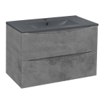 База под керамическую раковину Mia 800 подвесная, 2 выкатных ящика soft close, Beton