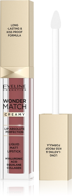 Eveline Cosmetics Wonder Match - Долговечная матовая жидкая помада с гиалуроновой кислотой, 6,8 ml