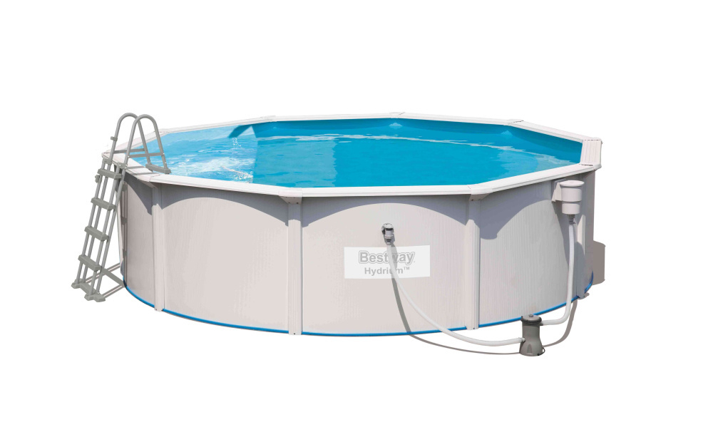 Стальной бассейн Bestway Hydrium Pool Set 460х120 см + фильтр-насос 3028 л/ч, лестница, подстилка (56382 BW)
