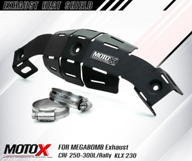 Exhaust Heat Shield  MANIFOLD GUARD MOTO-X for Megabomb pipes Honda CRF250-300l-M-Rally, KLX230 Kawasaki.