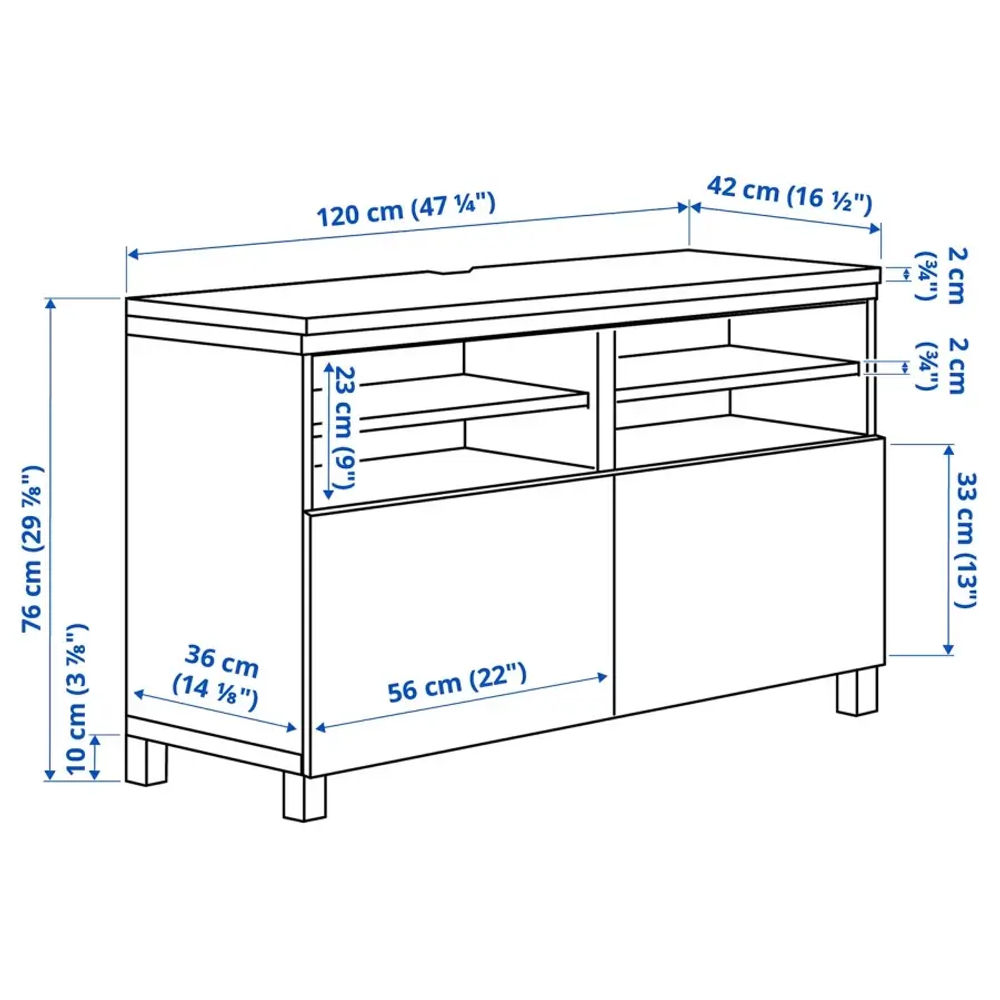 Тумба под ТВ - IKEA BESTÅ/BESTA/БЕСТО ИКЕА, 76х42х120 см, белый/бежевый