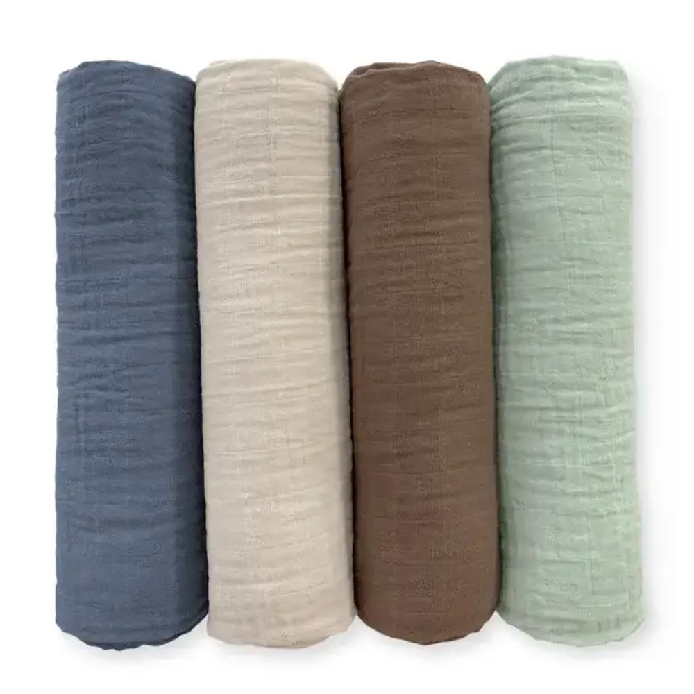 SwaddleDesigns Набор пеленок муслин 4 шт. - Earthtone 4-Pack, Coastal