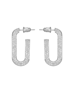 Серьги-овал в камнях, серебро