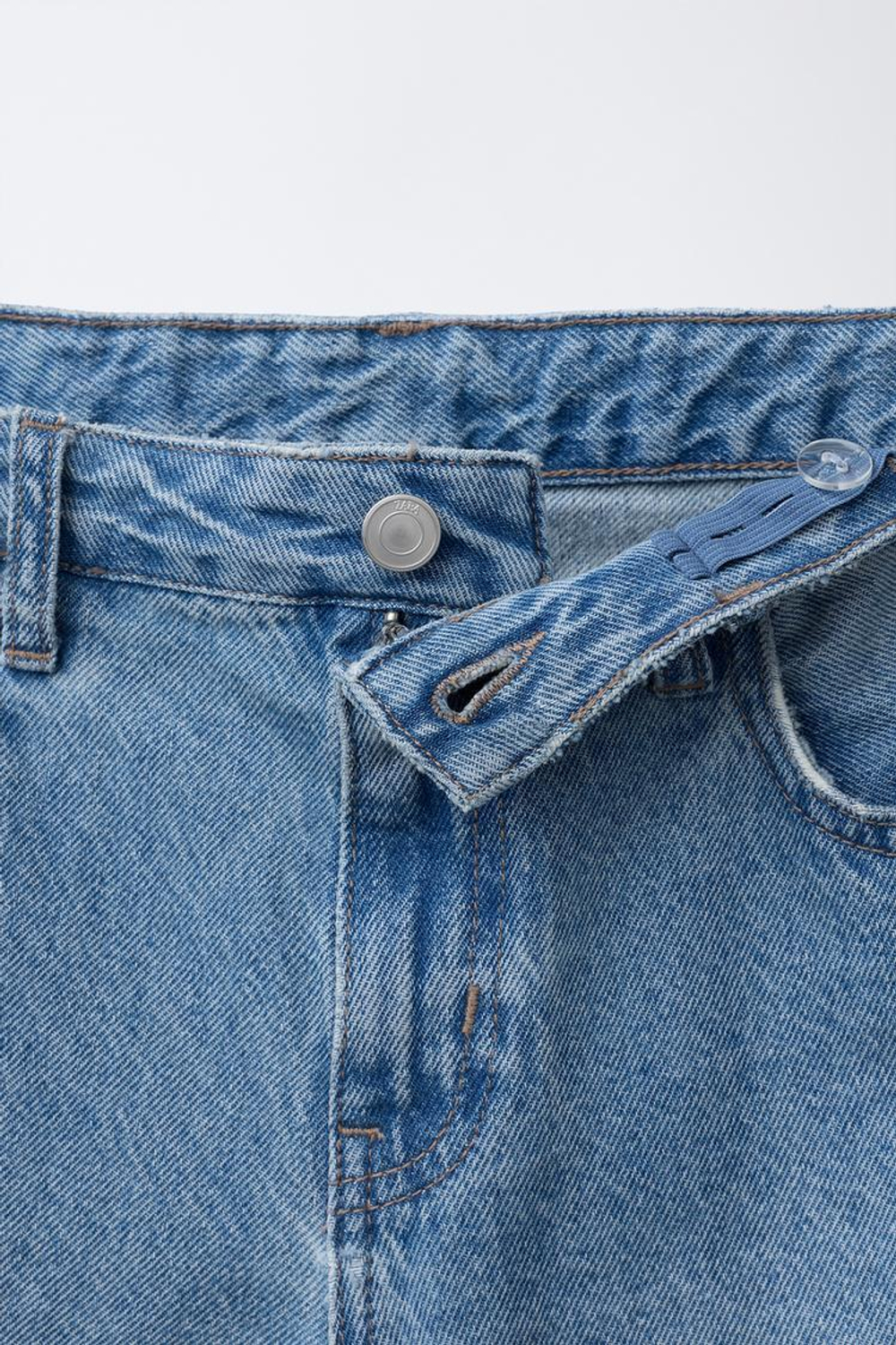 ZARA ДЖИНСЫ WIDE LEG С ОТВОРОТАМИ, СИНИЙ