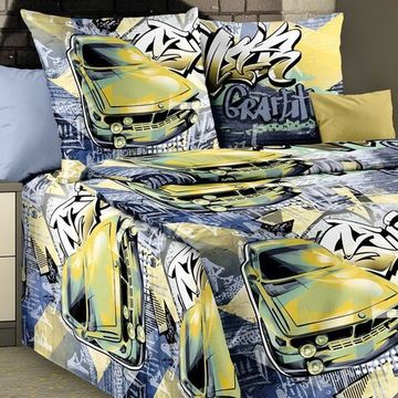 Полуторный комплект детского постельного белья Уличные гонки поплин