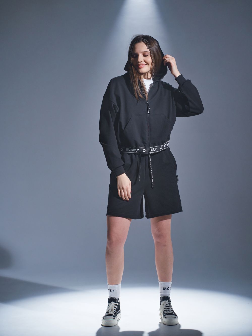 Толстовка облегченная "Уголь" укороченная женская