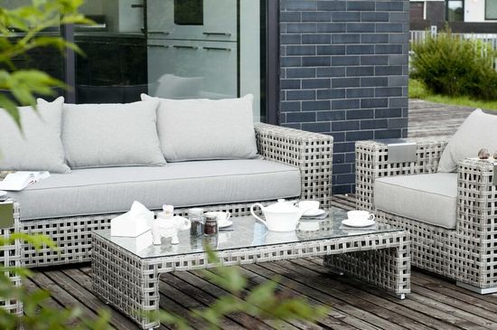 "Тито" лаунж-зона из искусственного ротанга, цвет серый