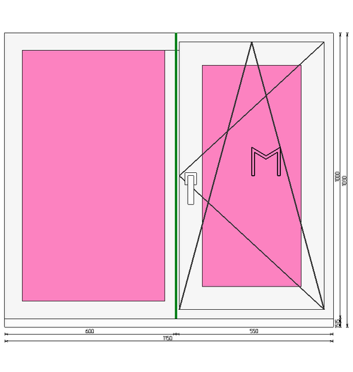 Пластиковое окно 1000 х 1150 ТермА Эко + Москитная сетка
