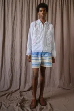 Рубашка Soeurs с Персиковой Вышивкой белая