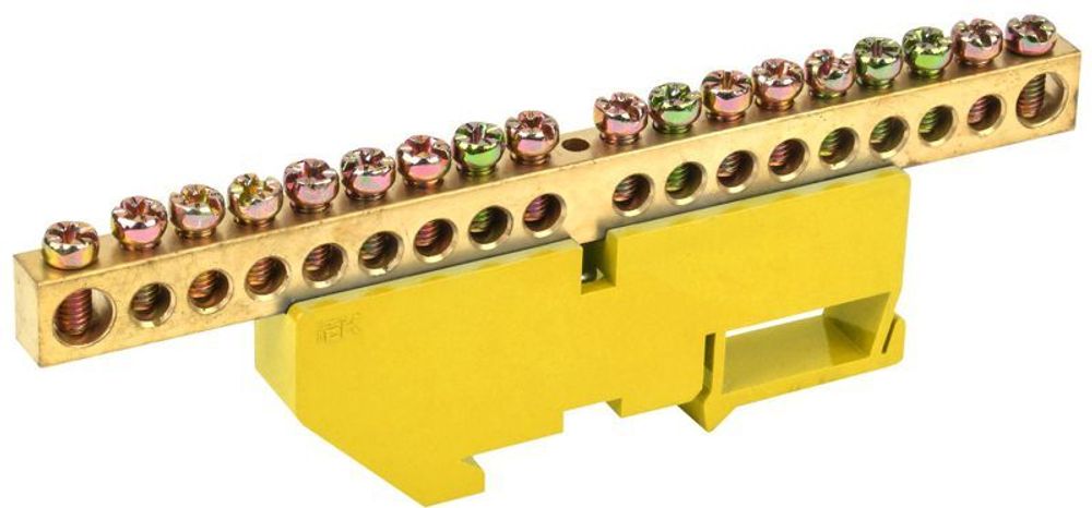 Шина PE "земля" на DIN-изол. ШНИ-8х12-18-Д-Ж IEK YNN10-812-18D-K05 Шина PE "земля" на DIN-изол. ШНИ-8х12-18-Д-Ж IEK YNN10-812-18D-K05