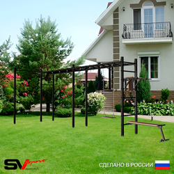 Уличная шведская стенка Sv Sport рукоход х 2 с комплектом турник прямой У55522 (Брусья/Скамья/Деревянные)