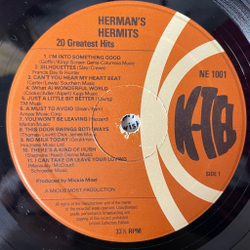 Винтажная виниловая пластинка LP Herman's Hermits 20 Greatest Hits (UK 1977)