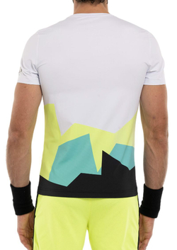 Теннисная футболка Hydrogen Mountains Tech T-Shirt - white/yellow fluo/green/black