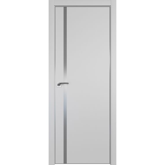 Фото межкомнатной двери экошпон Profil Doors 22E манхэттен стекло серебро матлак алюминиевая матовая кромка с 4-х сторон