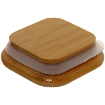 Банка для продуктов стеклянная 560мл «Хай-Тек» с бамбуковой крышкой, квадратная 6*20см