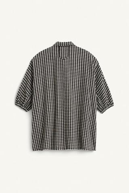 ZARA ПЛАТЬЕ-РУБАШКА В КЛЕТКУ, ЧЕРНЫЙ