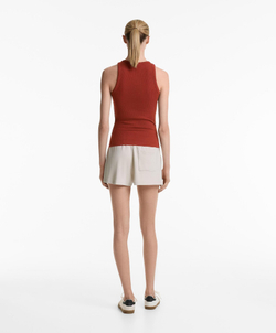 Oysho Топ без рукавов в рубчик, рыжевато-коричневый