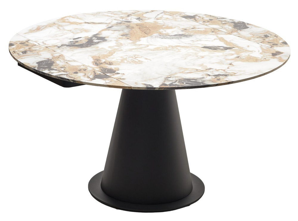 Стол TERAMO 135 GLOSS GRAND JADE SOLID CERAMIC, керамика, поворотн.механизм / Черный каркас, ®DISAUR