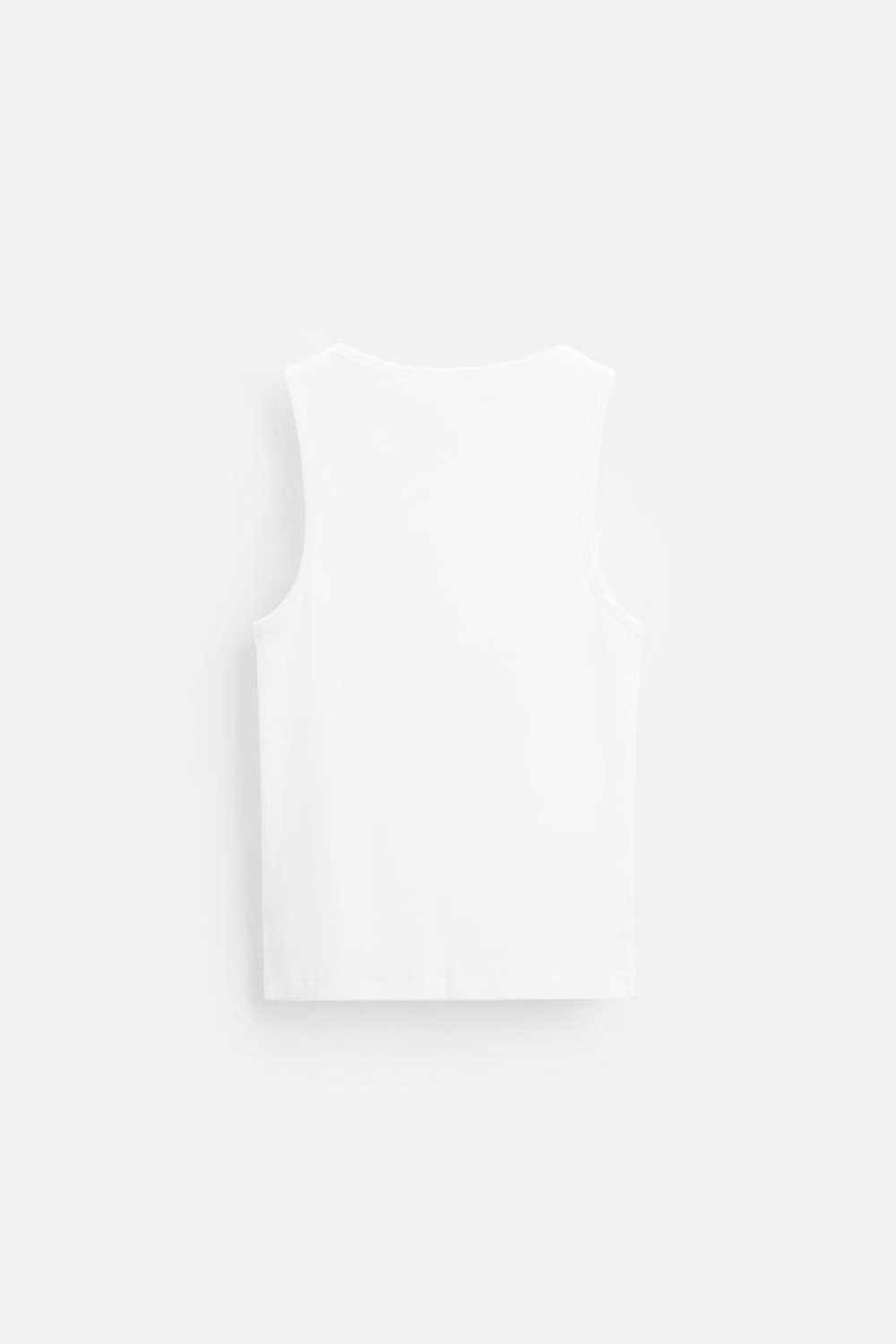 ZARA МАЙКА БЕЗ РУКАВОВ В РУБЧИК, БЕЛЫЙ