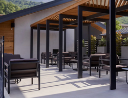 "Эстелья" кресло, каркас алюминий темно-серый (RAL7024) муар, ткань темно-серая 027