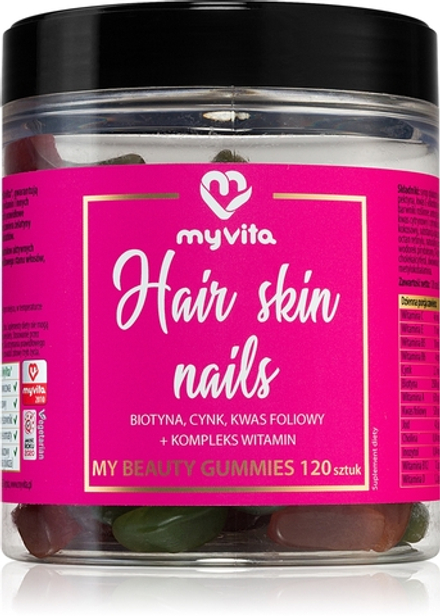 MyVita Naturalne Żelki Hair skin nails - Мягкие жевательные капсулы для красивых волос, кожи и ногтей, 120 tabletek