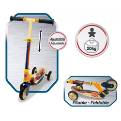Smoby - Трехколесный самокат Cars 3 Foldable Wood Metal 750119