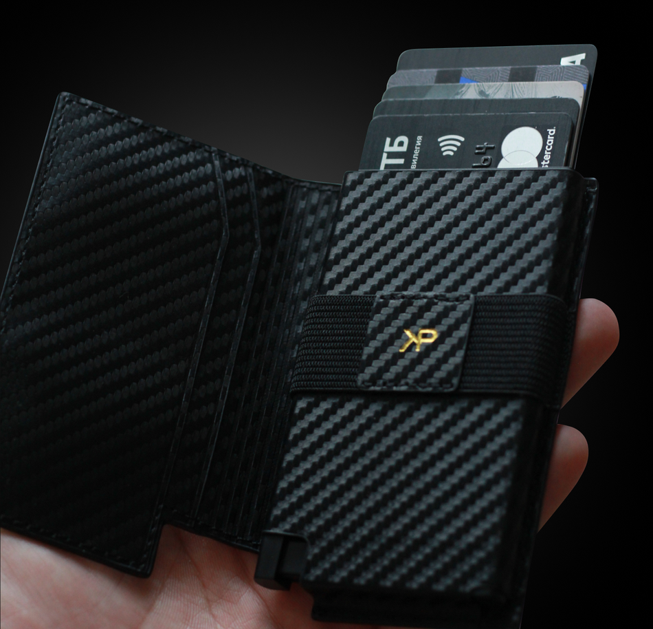 Картхолдер кошелёк из карбоновой кожи