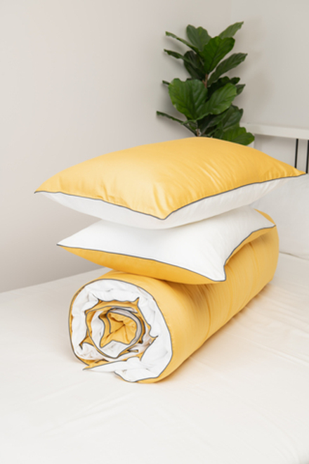 MOON Комплект постельного белья, сатин желтый/белый