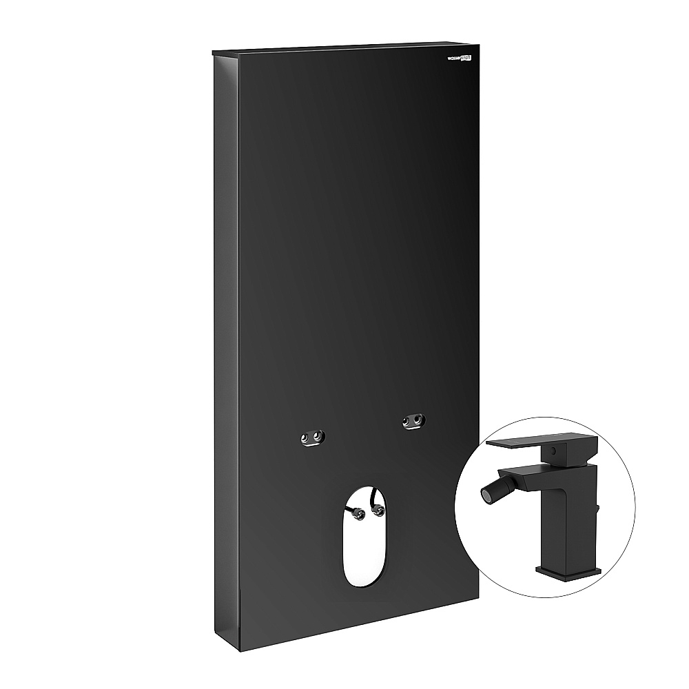 Инсталляция для биде со смесителем WasserKraft Naab 86BDT.050.BL.SQ2006 черная панель/смеситель черный Soft-touch