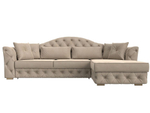 Диван угловой Артис правый угол, Бежевый, Велюр, 121585