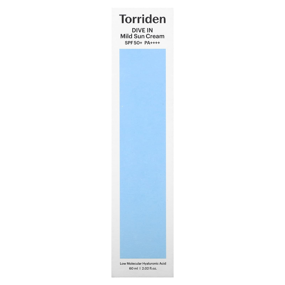 Torriden, Dive In Mild Sun Cream, SPF 50+ PA ++++, 60 мл (2,02 жидк. унц.)