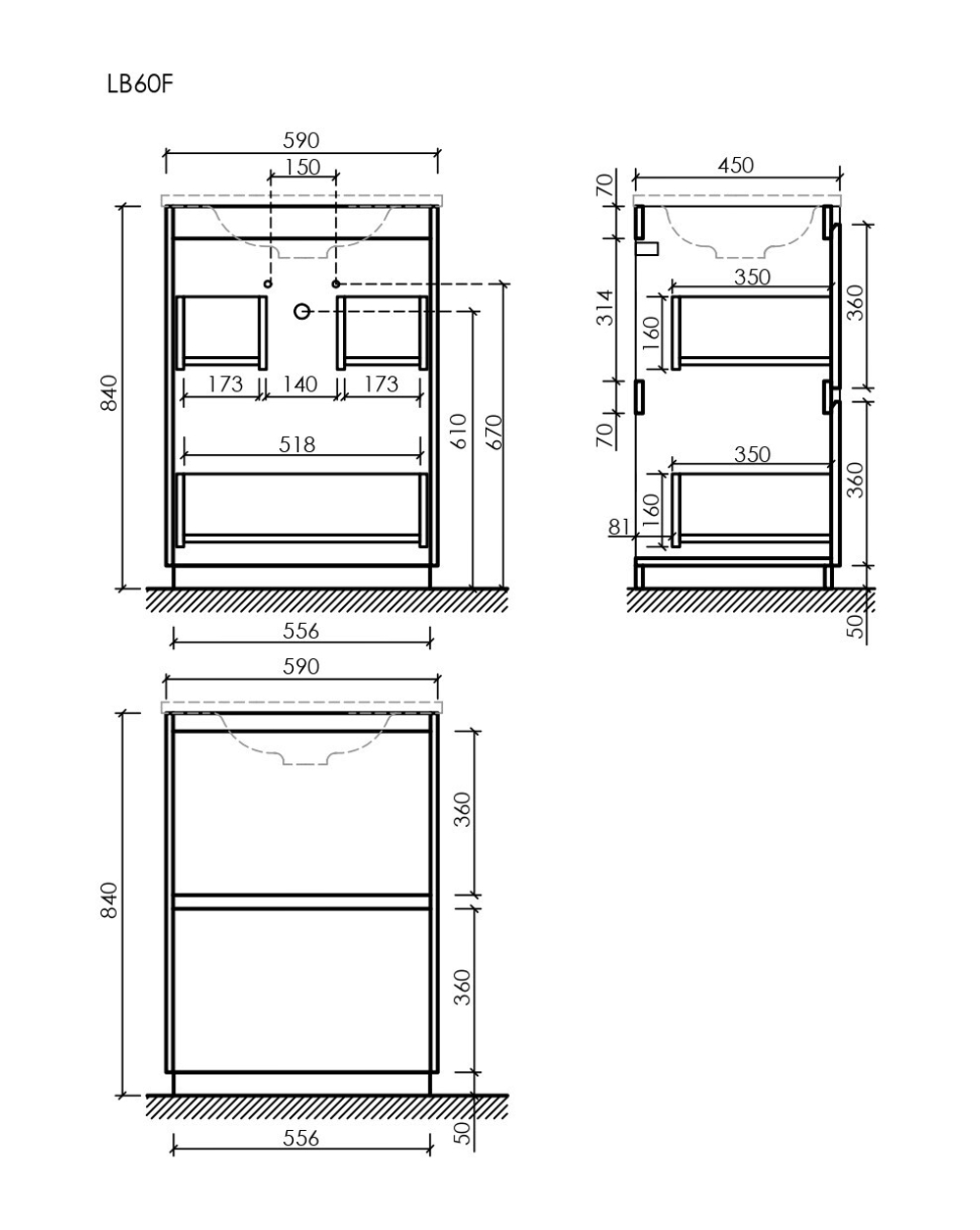 Тумба с раковиной Sancos Libra Floor 60 см LB60FW глянцевый белый