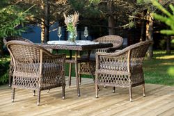 "Сицилия" обеденная группа плетеная, цвет коричневый
