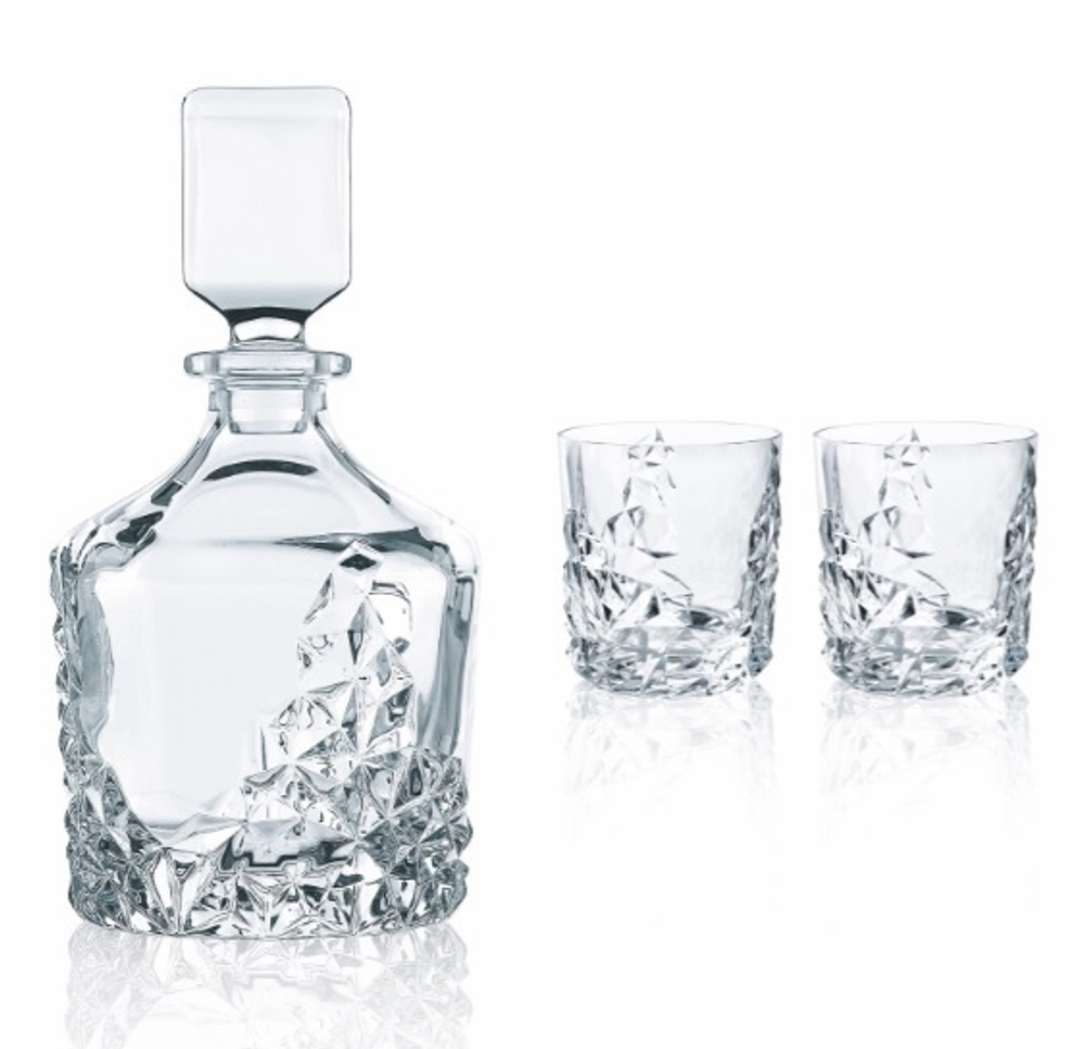 SCULPTURE - Набор 3 предмета: декантер + 2 стакана хрустальное стекло (set 3 pcs)