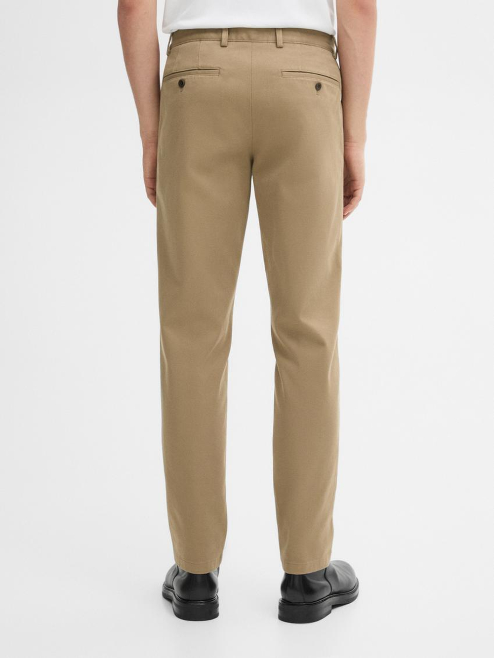 Massimo Dutti Зауженные брюки из смесового хлопка, цвет виски