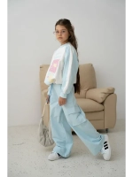 Голубой костюм для девочки на осень