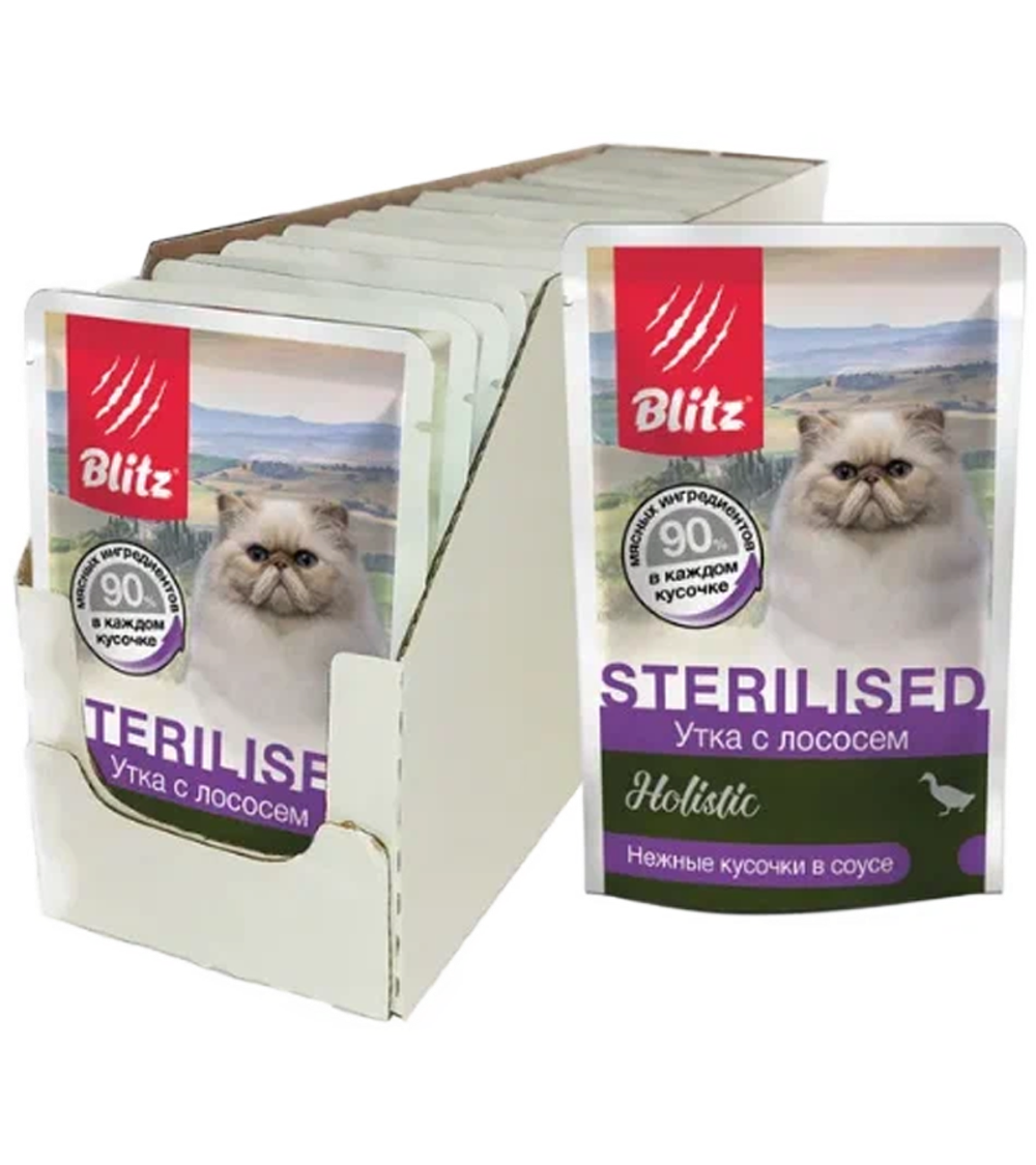 Blitz Holistic Sterilised Утка с лососем (соус) 85гр./24шт.