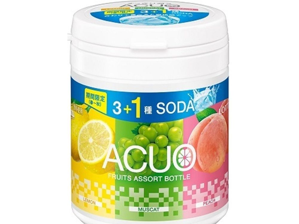 Резинка жевательная ACUO fruit assort bottle 3+1 фруктовое ассорти, Lotte 138г, 1/6/36