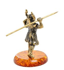 Народные промыслы AM-1277 Фигурка «Рыцарь с копьем» (латунь, янтарь)
