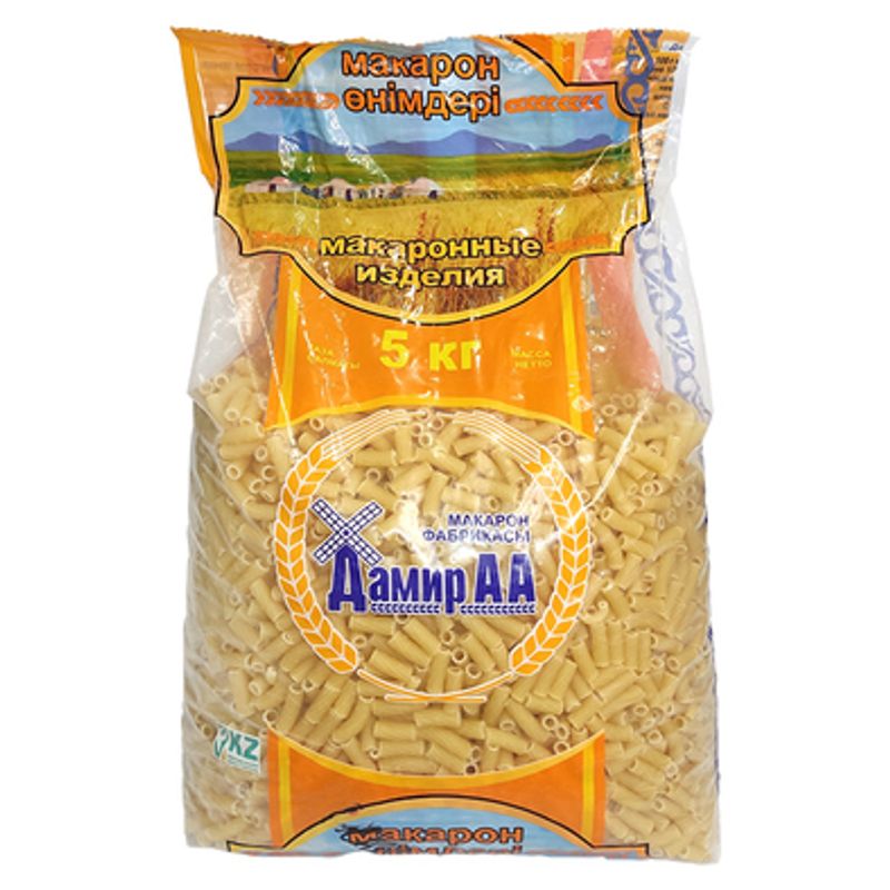 Макароны Дамир АА трубочки 5 кг/упак 5 упак/меш