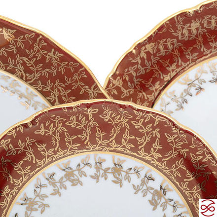 Набор тарелок Queen's Crown Aristokrat Лист красный 18 предметов