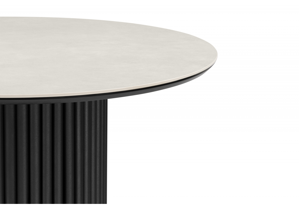 Керамический стол Woodville Барел 89 carmen light grey, черный