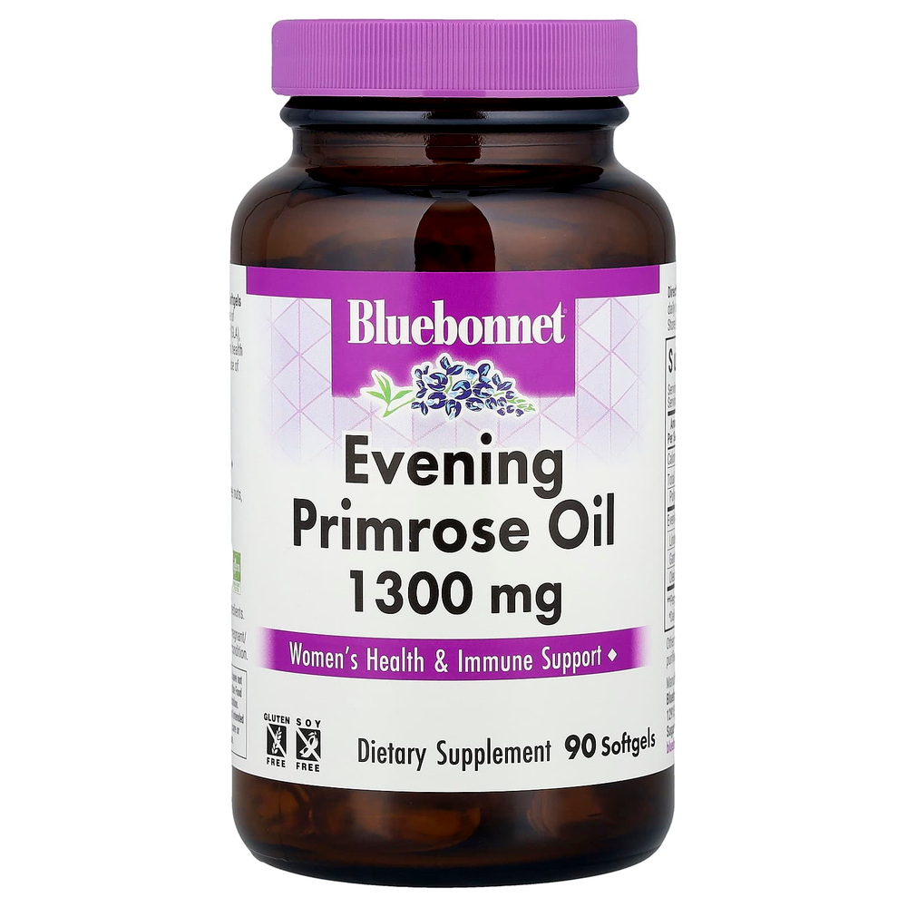 Bluebonnet Nutrition, масло примулы вечерней, 1300 мг, 90 мягких желатиновых капсул