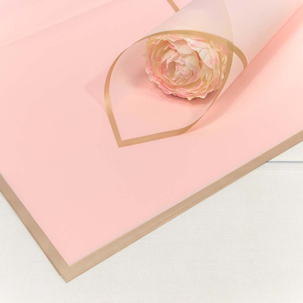 Пленка В листах 20 шт 58 х 58 см с золотым краем (Персиковый)