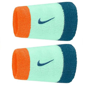 Напульсник теннисный Nike Swoosh Double Wide 2P - orange/mint/teal