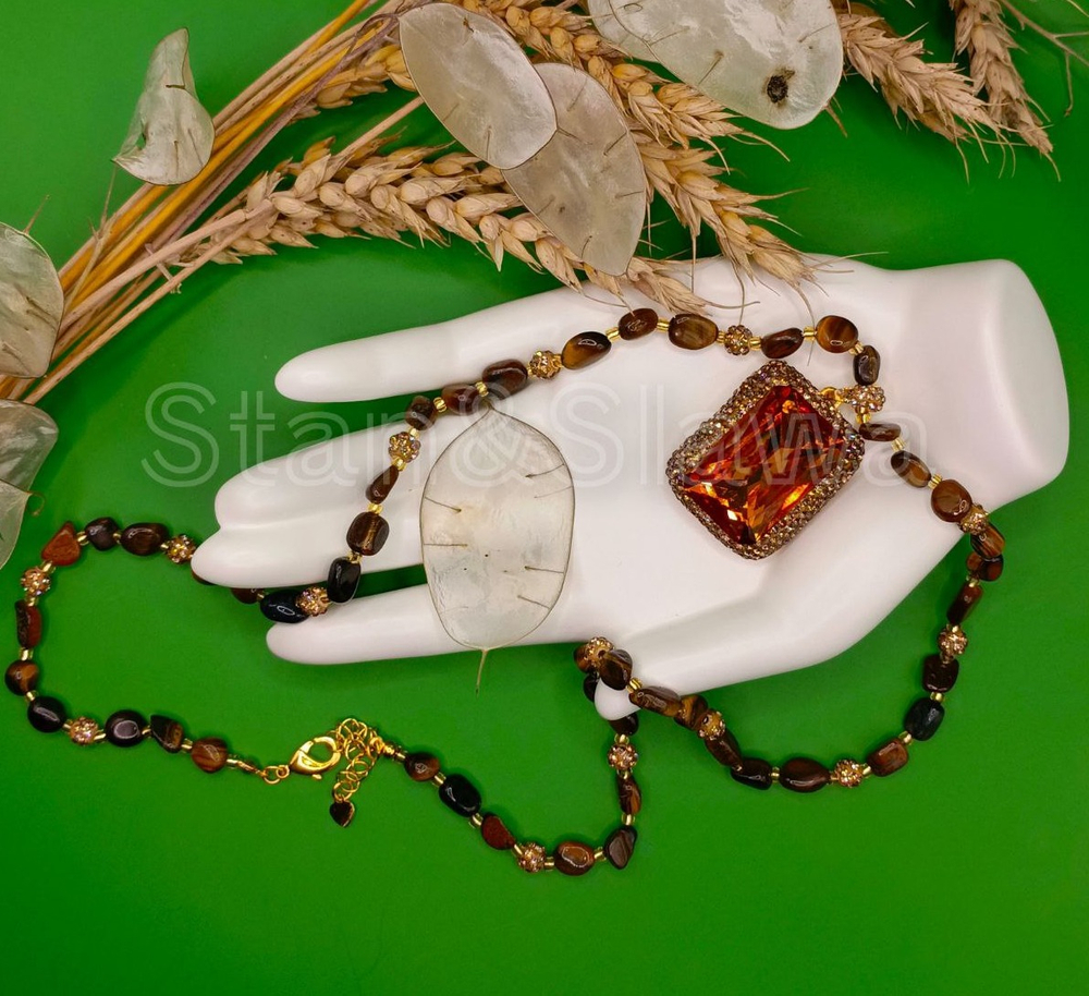 Этнический набор из натуральных камней с камнем - "Султанит"