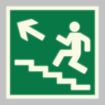 Знак E-16 «Направление к эвакуационному выходу (по лестнице вверх)»
